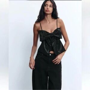 ZARA SEQUIN BOW CROP TOP